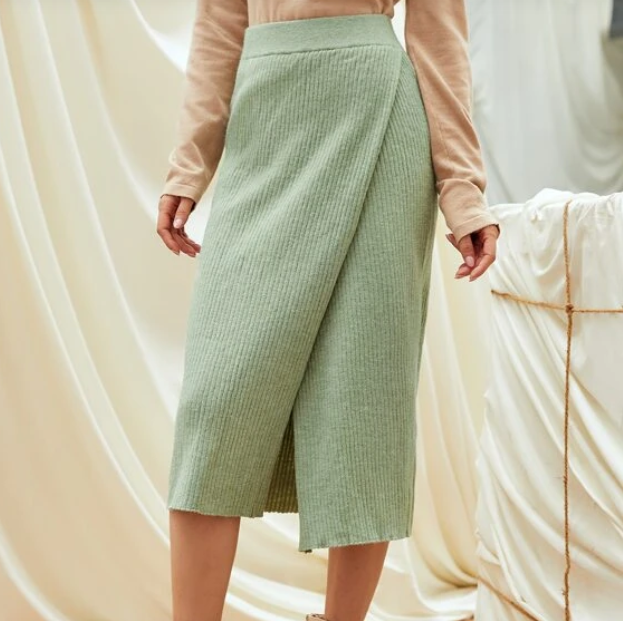 Falda Midi Verde Menta Envolvente-2