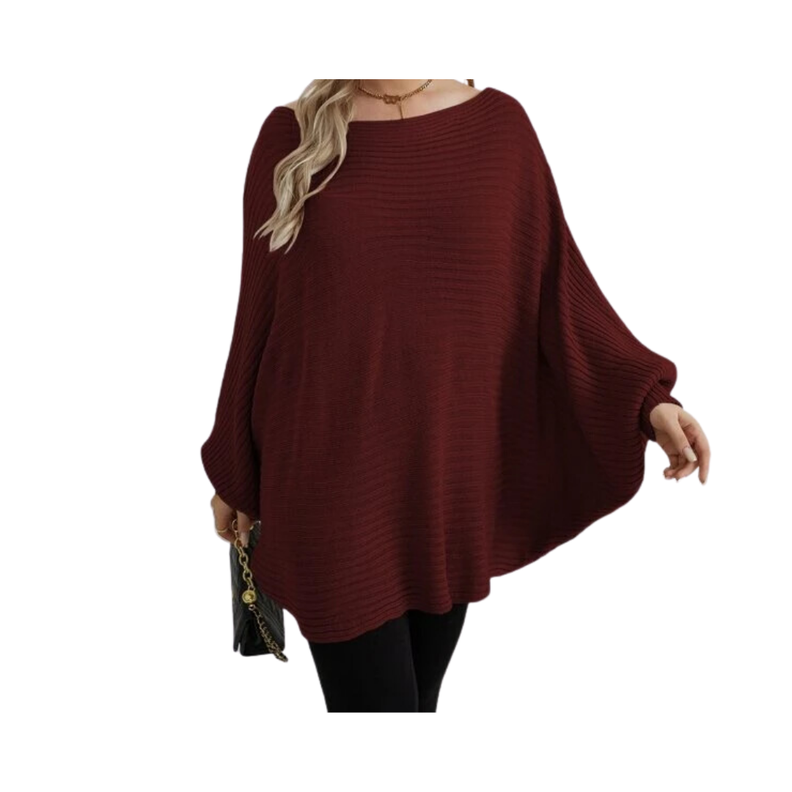 Poncho Casual Burdeos de Manga Larga-0