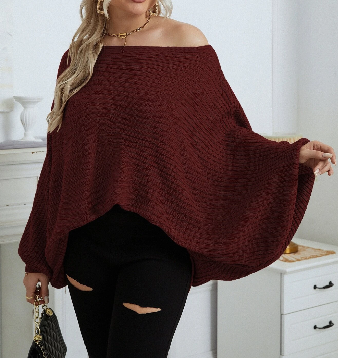 Poncho Casual Burdeos de Manga Larga-2