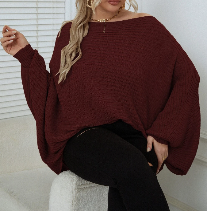 Poncho Casual Burdeos de Manga Larga-4
