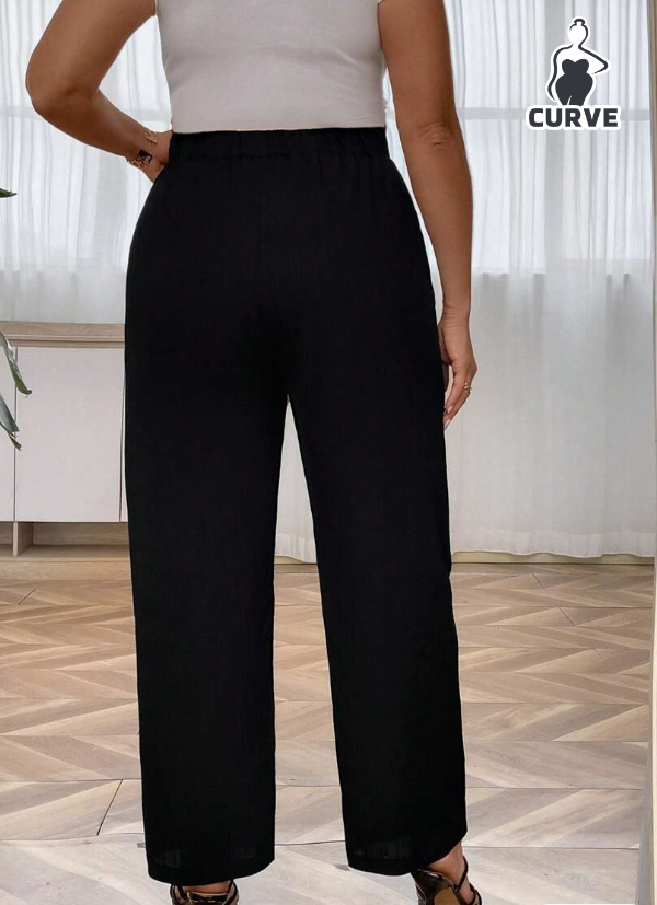 👖 Pantalón Recto Elegante - Negro y Gris - Talla XL-1