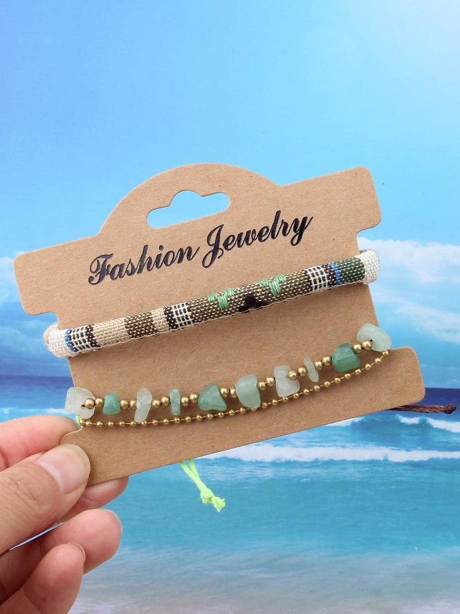 Pulseras de Hilo y Piedras Naturales Verdes - Venta Individual-2