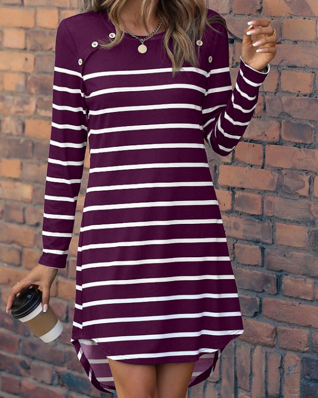 Vestido Camiseta Morado a Rayas-2