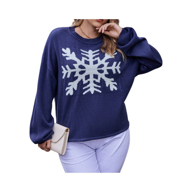 ❄️ Sweater Casual con Estampado de Copo de Nieve - Talla 1XL-0
