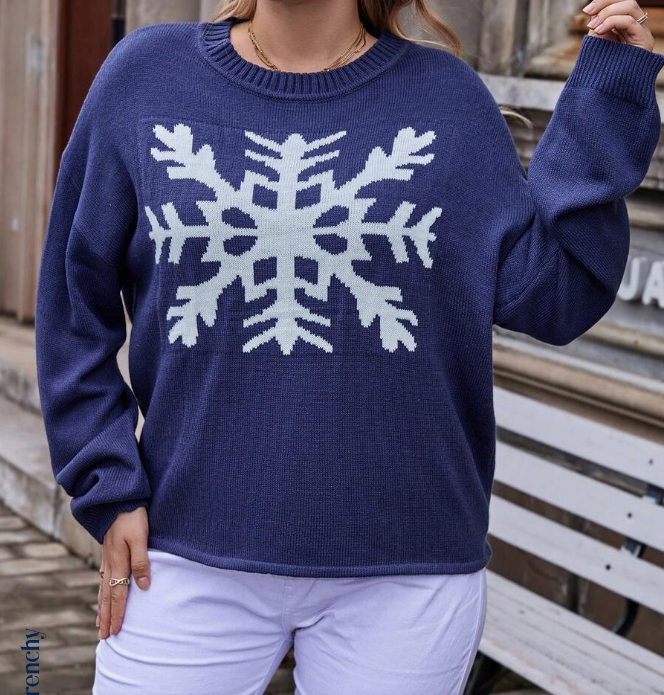 ❄️ Sweater Casual con Estampado de Copo de Nieve - Talla 1XL-3