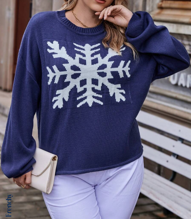 ❄️ Sweater Casual con Estampado de Copo de Nieve - Talla 1XL-4