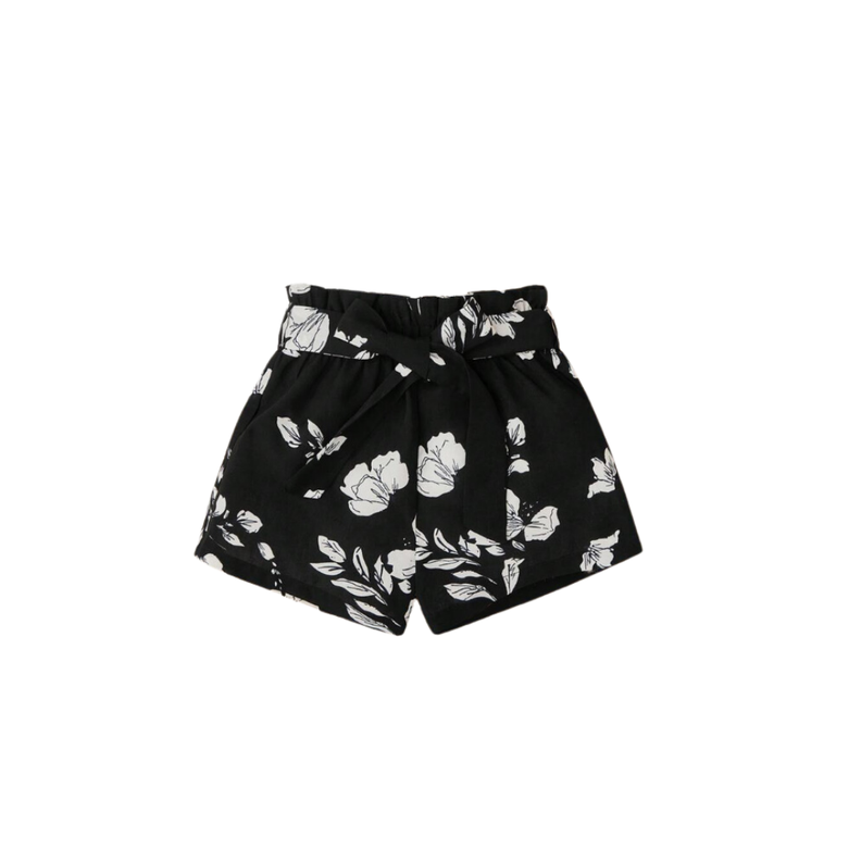🖤 Shorts Infantiles Bohemios con Cinturón – Estampado Floral - Talla 5 años-0