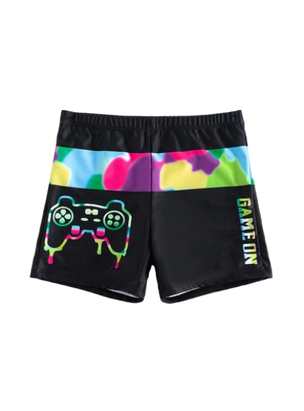 Shorts de Natacion Infantil Game On - Talla 9 anos Negro 8-10 anos
