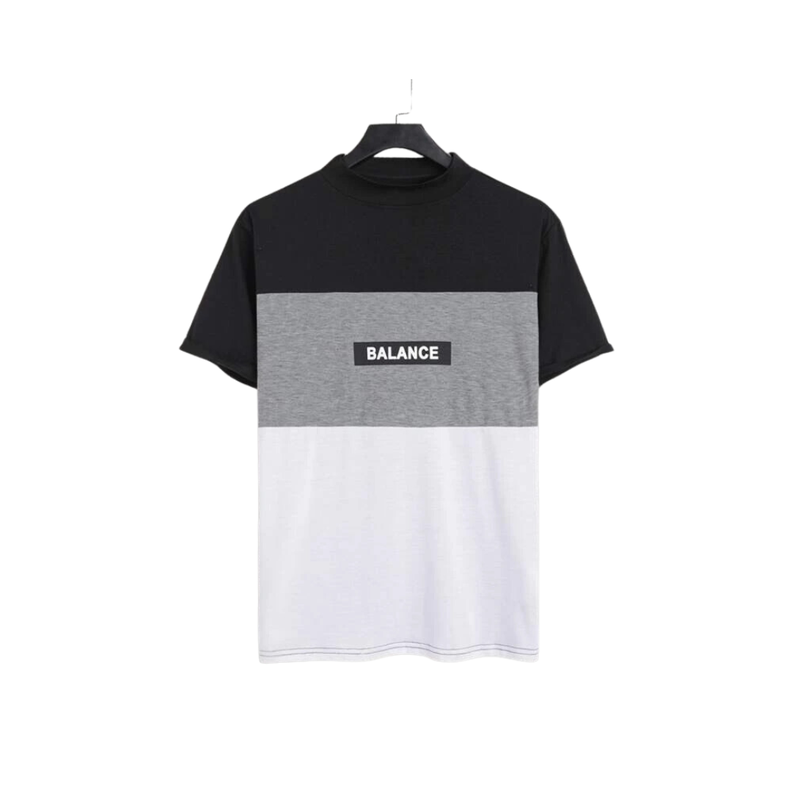 Camiseta Casual de Color Combinado con Diseño "Balance"-0