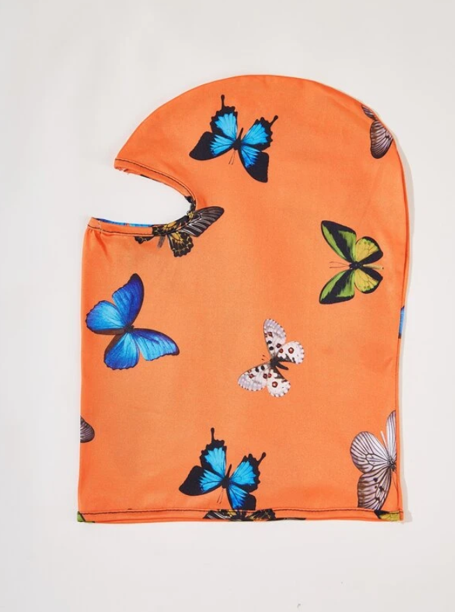 Pasamontañas con Diseño de Mariposas en Naranja y Negro-3