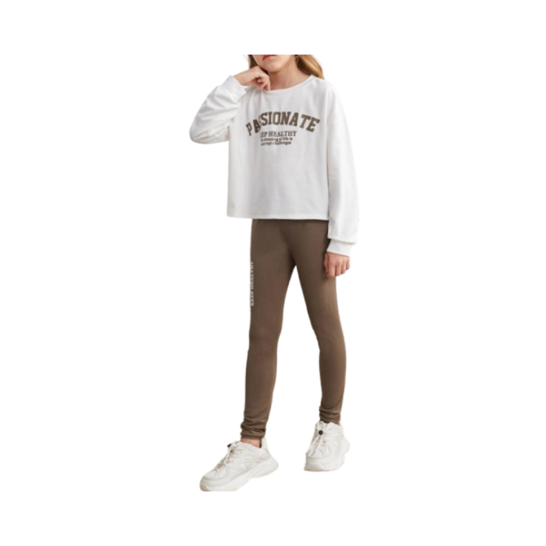 Conjunto Infantil  Sudadera con Frase + Leggings - Talla 9 anos 8-10 anos