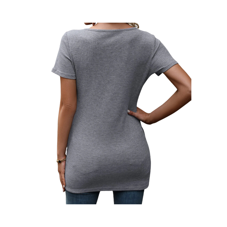 Top Gris Casual con Diseño Envolvente-1
