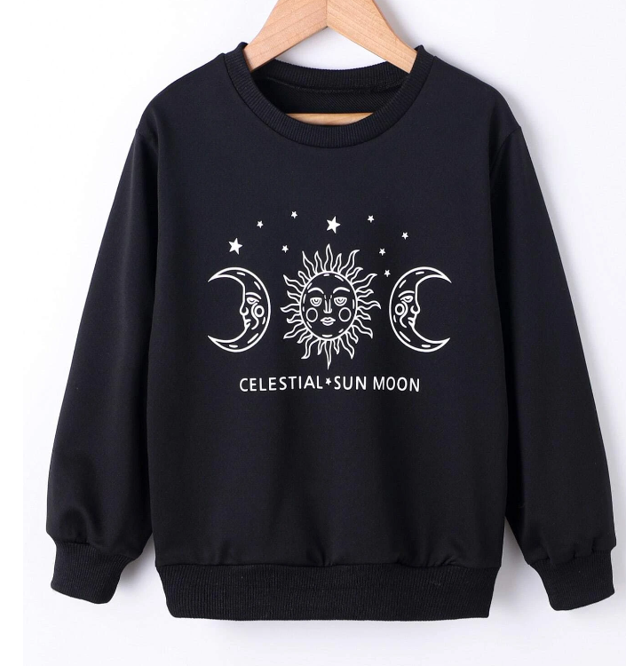 Sudadera Celestial con Estampado de Sol y Luna-0