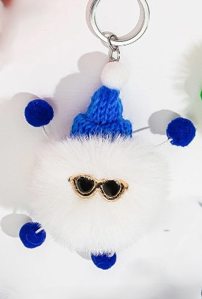 Llavero de Pompón Multicolor con Gorro y Gafas-0
