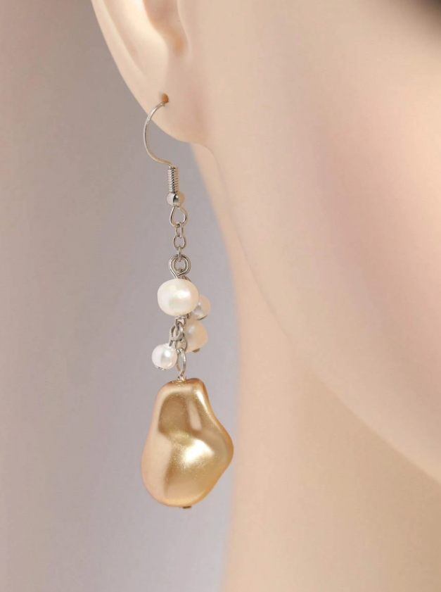 Pendientes Largos con Perlas y Acabado Multicolor-4