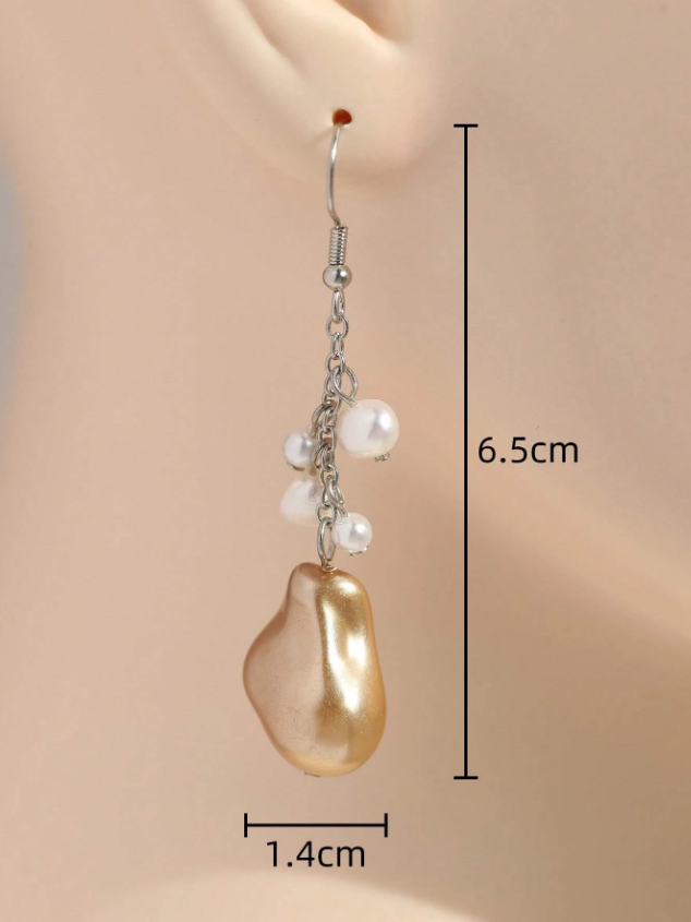 Pendientes Largos con Perlas y Acabado Multicolor-5
