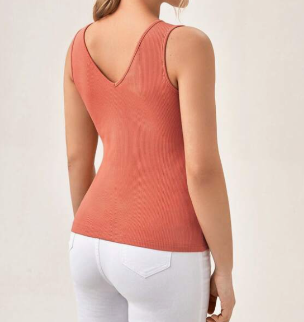 Top de Maternidad con Escote en V en Rosa Coral-2