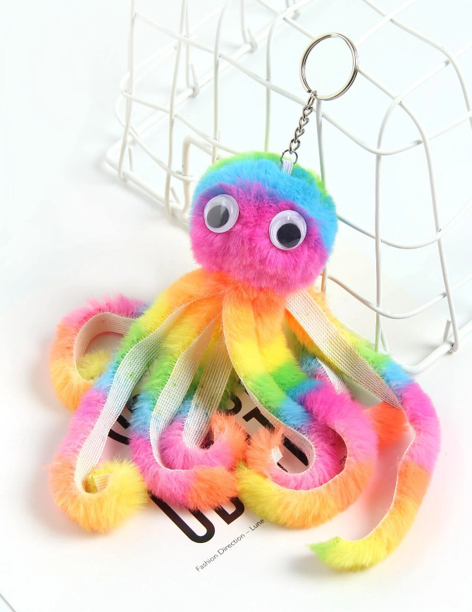 Llavero Pulpo de Peluche Multicolor-4
