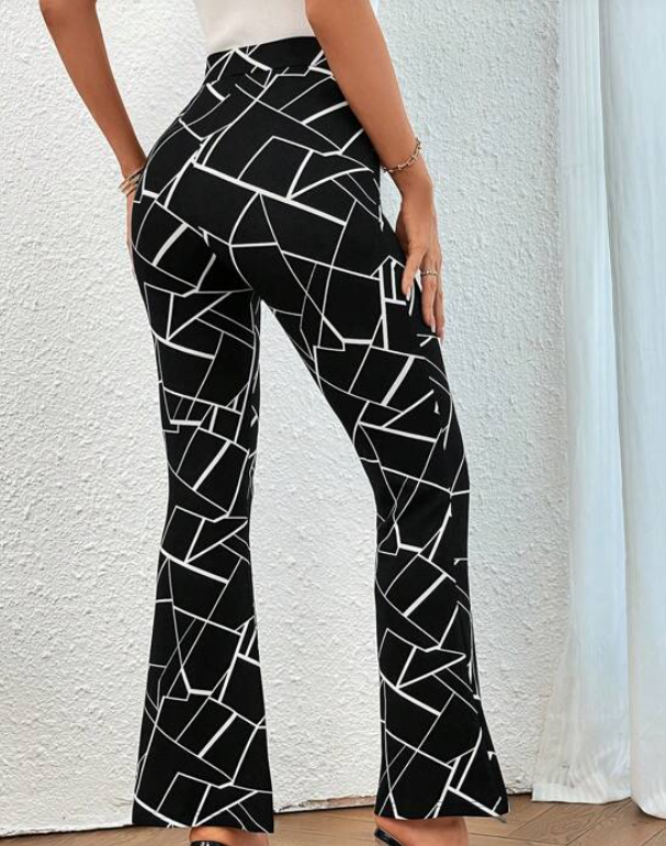 Pantalón Negro con Estampado Geométrico-2