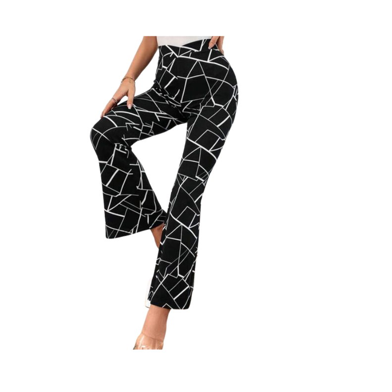 Pantalón Negro con Estampado Geométrico-3