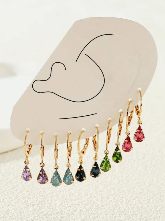 Aretes de Colores con Cristales de Vidrio-1