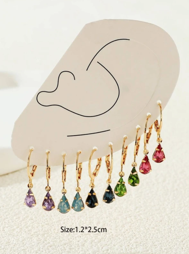 Aretes de Colores con Cristales de Vidrio-2