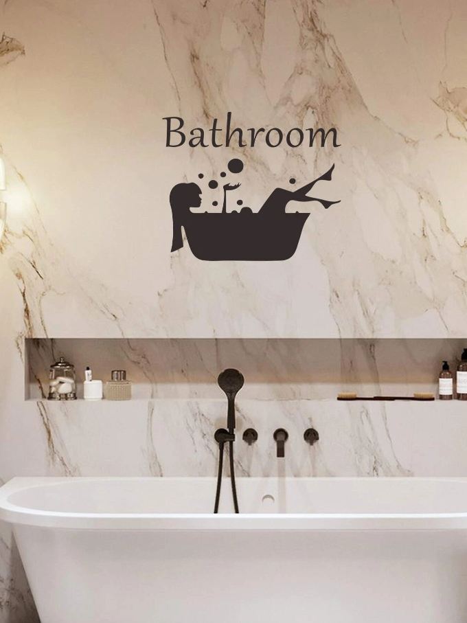 Adhesivo Decorativo "Bathroom con Bañera y Letras"-4
