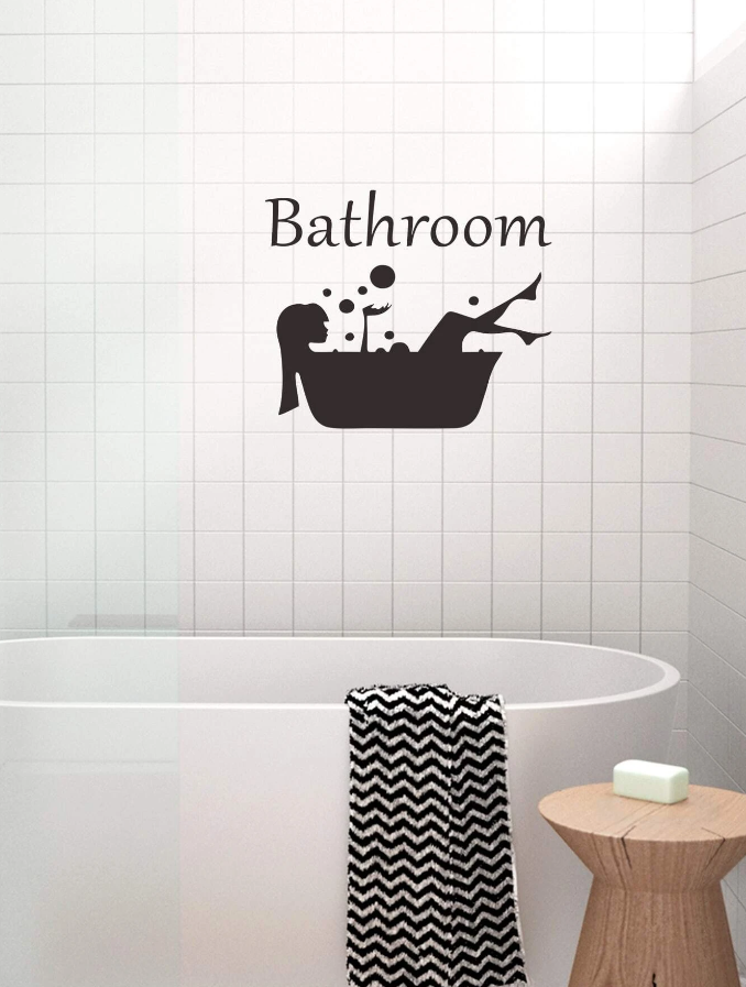 Adhesivo Decorativo "Bathroom con Bañera y Letras"-5