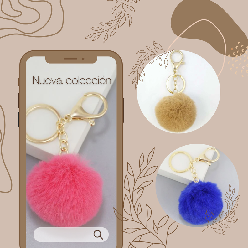 Llavero de Pompón Varios Colores-1