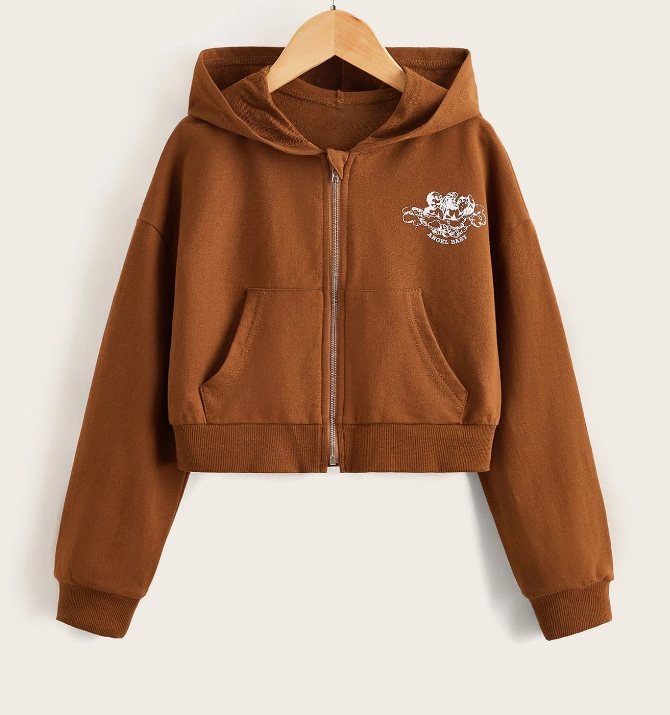 Sudadera Cropped con Capucha para Niñas-4