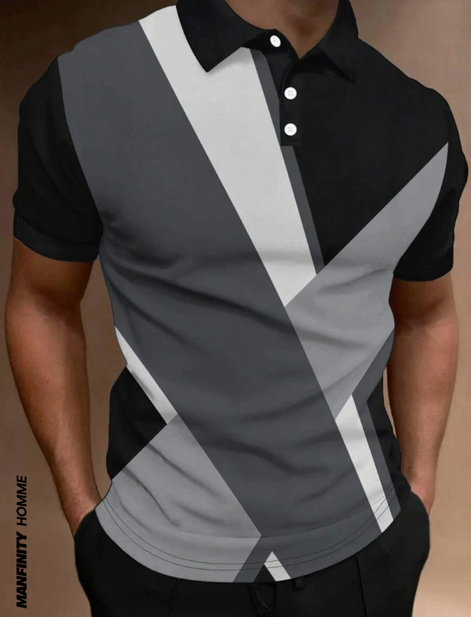 👕 Polo Casual Multicolor con Diseño Geométrico - Talla 2XL-2