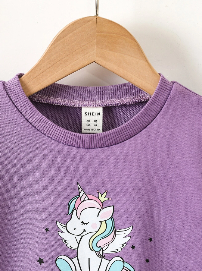 Sudadera Infantil con Estampado de Unicornio y Texto "Princess"-4