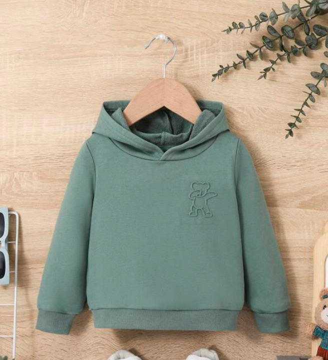 Sudadera Verde Menta con Capucha para Niños-1
