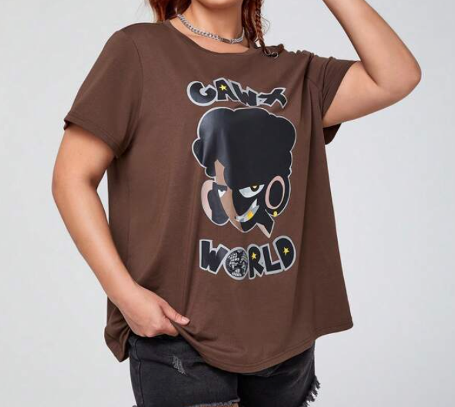 Camiseta Oversize Marrón con Estampado Urbano ✨-3
