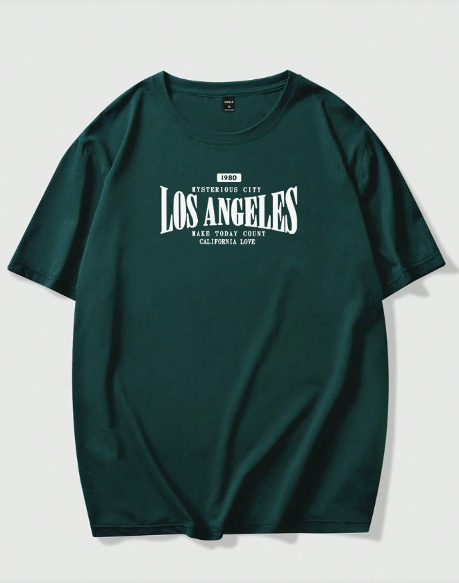 🏙️ Polera Oversize “Los Angeles” – Verde Oscuro - Talla XXL-2