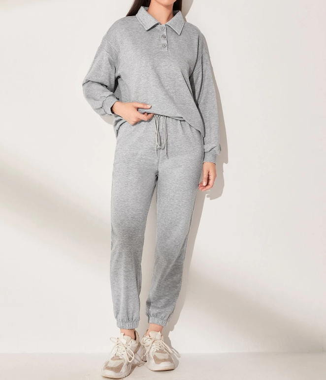 Joggers de Talle Alto - Gris Claro-1