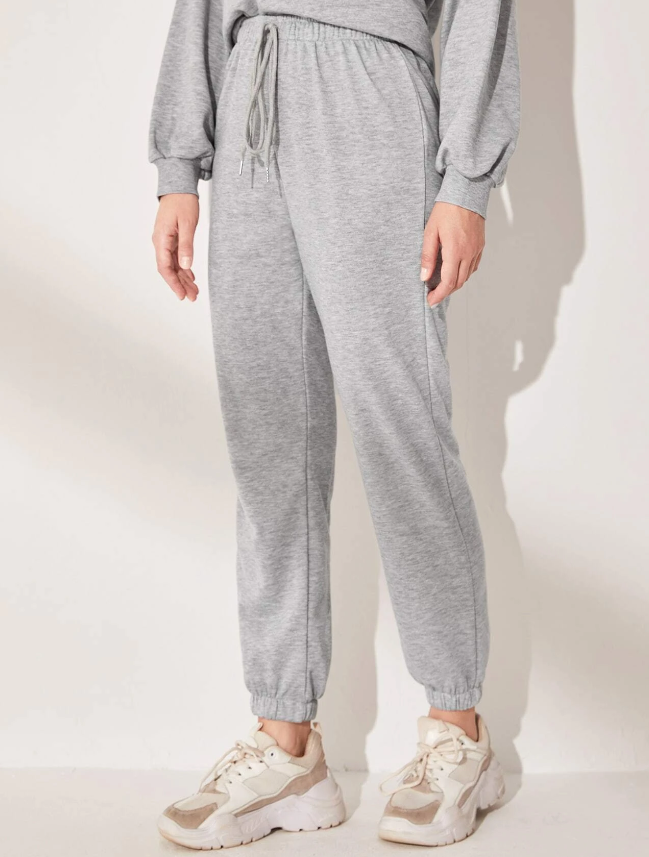 Joggers de Talle Alto - Gris Claro-3