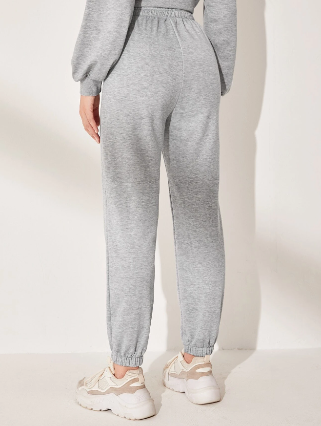 Joggers de Talle Alto - Gris Claro-4