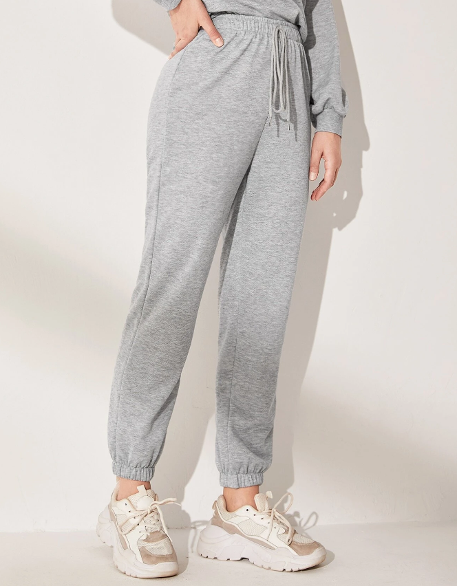 Joggers de Talle Alto - Gris Claro-5