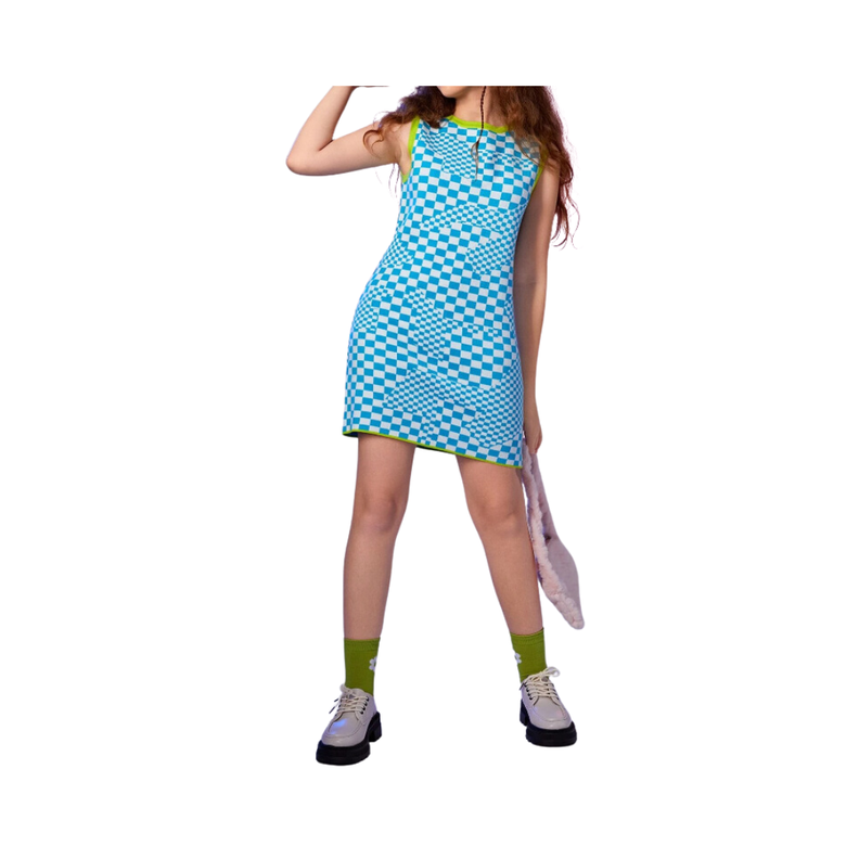 Vestido Ajustado Azul y Blanco-1