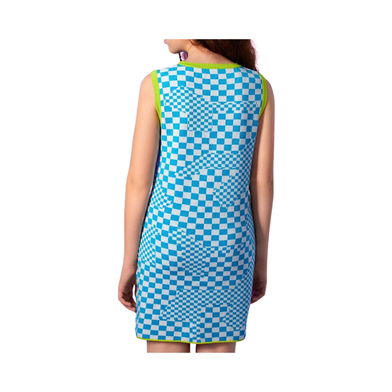 Vestido Ajustado Azul y Blanco-3