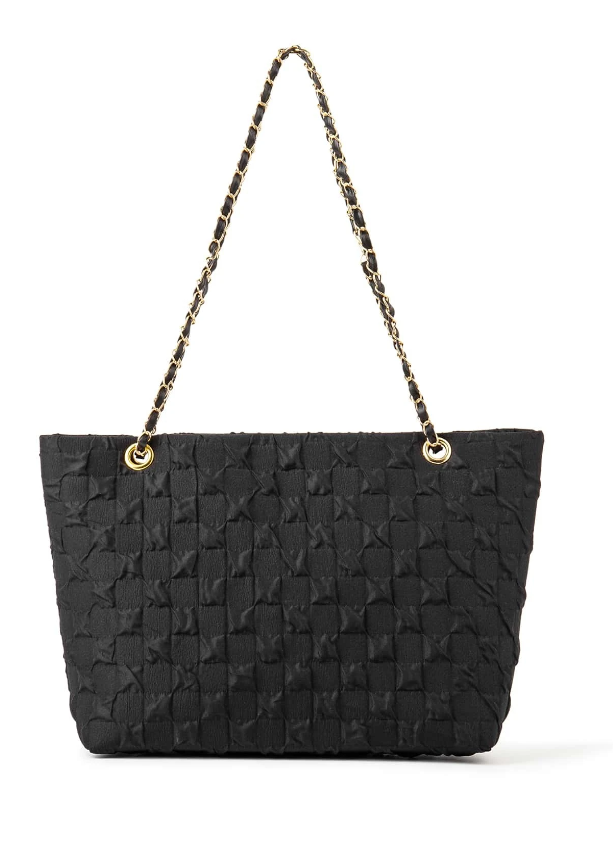 Bolso de Hombro Texturizado con Detalles de Cadena-0