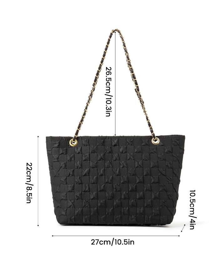 Bolso de Hombro Texturizado con Detalles de Cadena-1