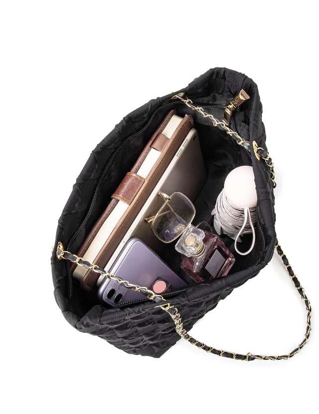 Bolso de Hombro Texturizado con Detalles de Cadena-2