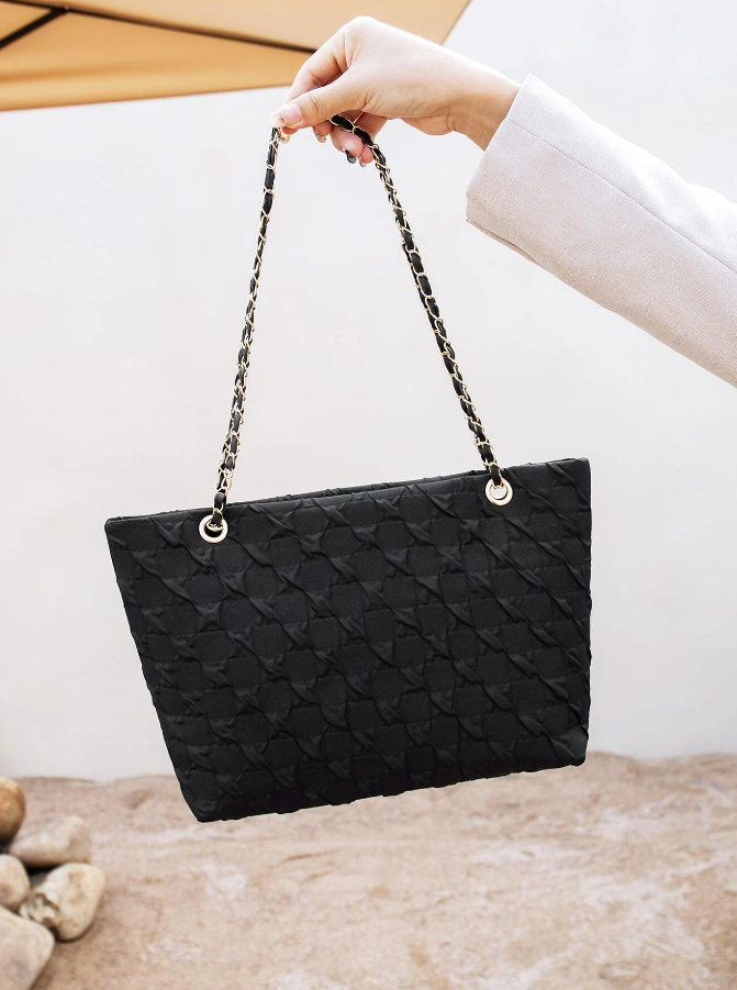 Bolso de Hombro Texturizado con Detalles de Cadena-4
