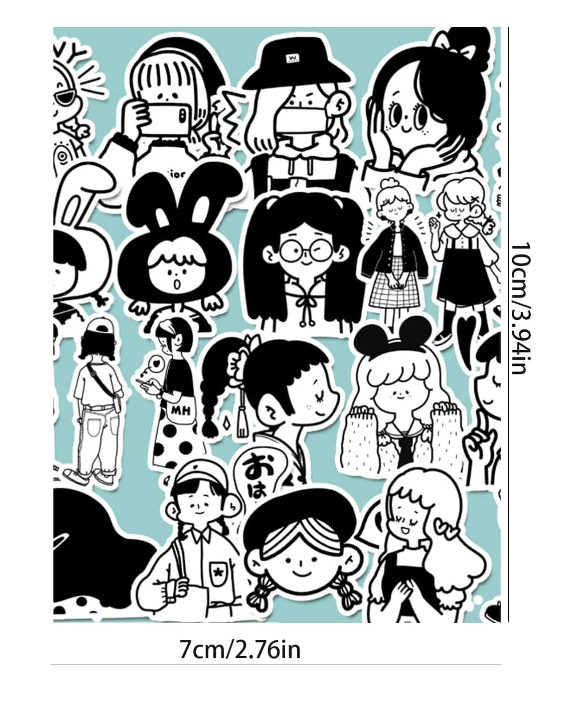 Adhesivos de Ilustraciones en Blanco y Negro-2