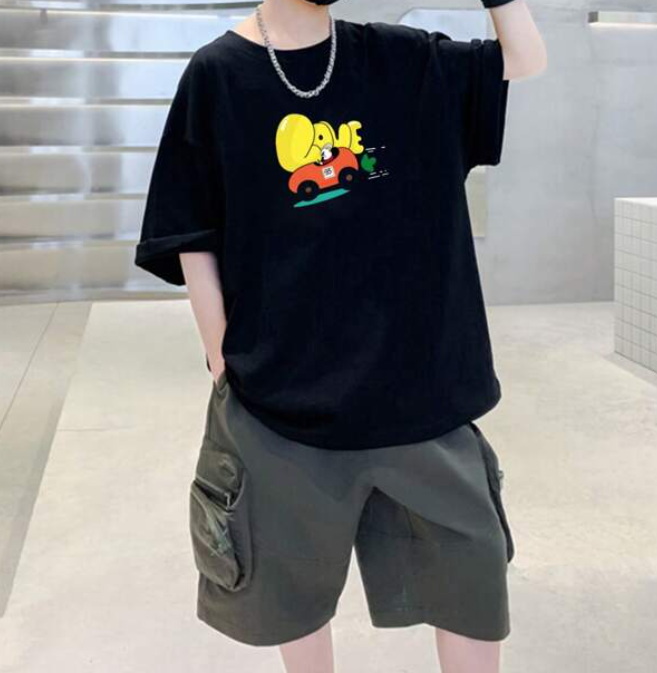 Camiseta Oversize con Estampado Divertido - Color Negro-1