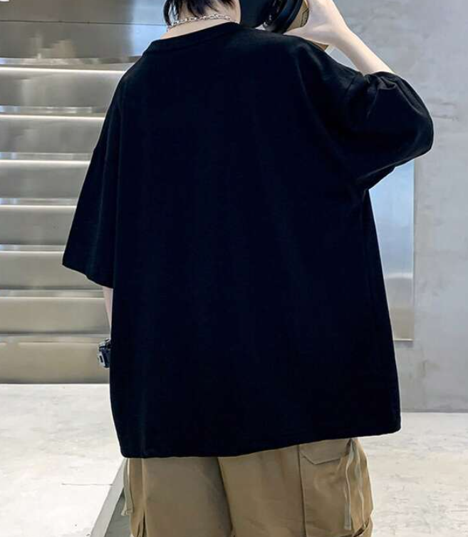 Camiseta Oversize con Estampado Divertido - Color Negro-2