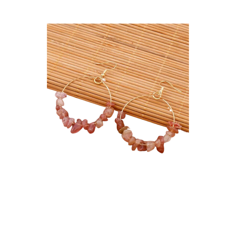 Pendientes de Aro con Piedras Naturales-0
