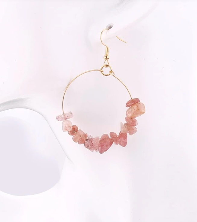 Pendientes de Aro con Piedras Naturales-1